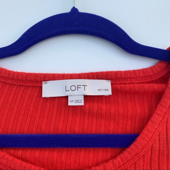 LOFT Ribbed Button Cuff Long Sleeved Top - Picture 4 of 8